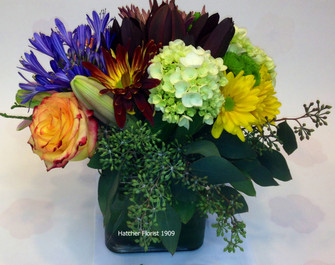  Fall cube arrangement. let Hatcher florist design and send one today. Toronto and area delivery. Great for a back to school surprise, Rosh Hashanah gift or a Thanksgiving centrepiece. Made fresh in our Toronto/North York flower shop.