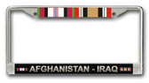 Afghanistan Iraq Campaign With Ribbons License Plate Frame