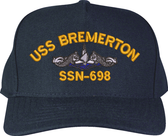 USS Bremerton SSN-698 with Blue Water Dolphins Custom Embroidered Cap