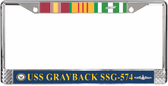 USS Grayback SSG-574 Vietnam Veteran 3-Ribbon Stack License Plate Frame