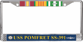 USS Pomfret SS-391 Vietnam Veteran 3-Ribbon Stack License Plate Frame