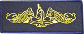 Embroidered Submarine Gold Dolphin Insignia on Blue Patch