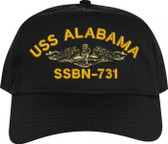 USS Alabama SSBN-731 with Gold Dolphins Embroidered Cap