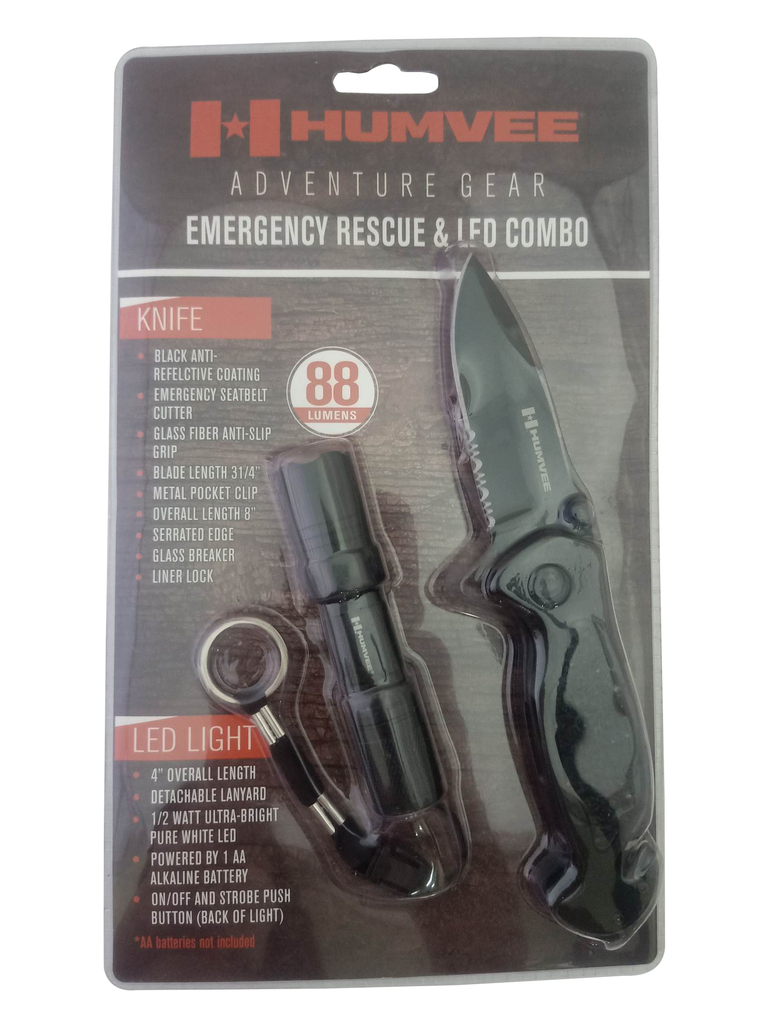 Humvee Emergency Rescue Knife and Light Combo Set