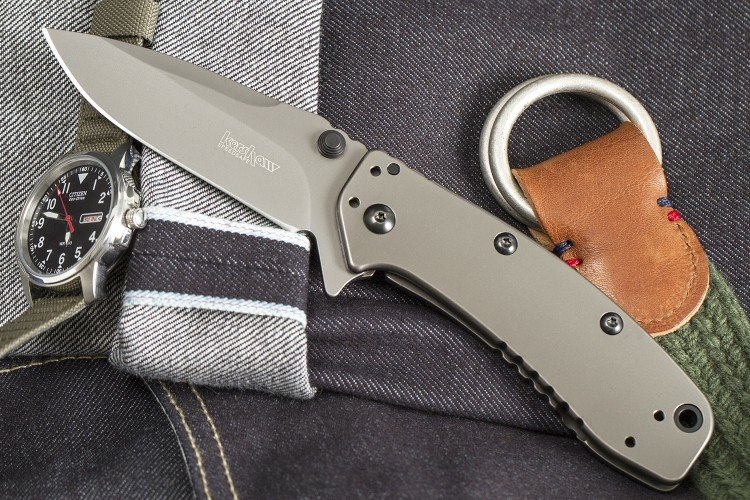 Kershaw Cryo Hinderer Assisted Opening Folding Knife Titanium