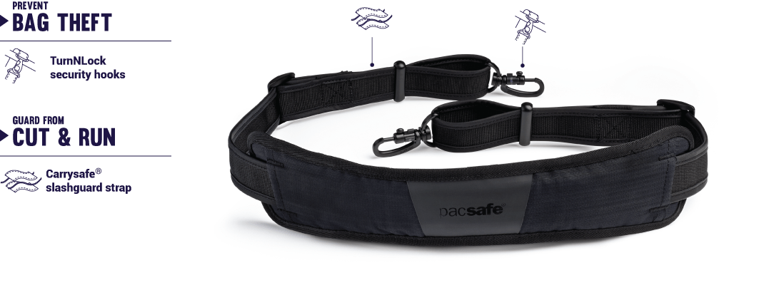 Pacsafe Carrysafe 200 Anti-Theft Shoulder Strap Black - Tactical Asia ...