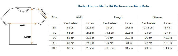 Under armour polo hot sale shirt size chart