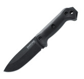 Becker Campanion is a heavy-duty survival/camping knife madeof 1095 Cro-Van Steel with a hard plastic Glass-Filled Nylon sheath