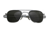 American Optical Original Pilot Sunglasses 52mm with Bayonet Temples and Grey Lens Silver Frame