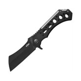 S-TEC Framelock Cleaver Black Finish Stainless Blade with Black Stainless Handle Folding Knife