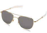 American Optical Original Pilot Sunglasses 57mm Gold Frame with Bayonet Temples and Grey Lens