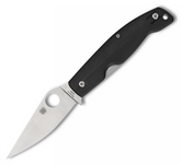 Spyderco Pattadese Black G-10 Plain Edge M390 Folding Knife