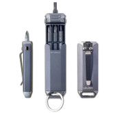 Lever Gear BitVault Portable Pocket Screwdriver & Waterproof Keychain Container Metallic Gray