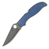 Spyderco Stretch 2 XL Blue Nishijin Glass Fiber Damascus Folding Knife Sprint Run