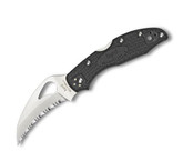 The Byrd Hawkbill Black FRN Spyder Edge (BY22SBK) is great to use on webbing and fibrous materials. The claw-like tip improves ability in cutting materials. The Hawkbill-shaped blade is very sharp and easy to sharpen even it has serrated edges. It is lightweight and easy to clean. It has jimping on its spine and choil for better control