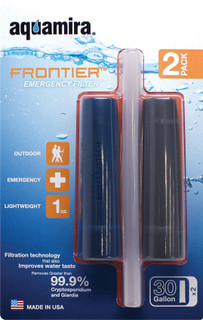Aquamira Frontier Emergency Filter Two Pack can filter up to 30 gallons with the Frontier™ Filter by Aquamira®