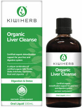 Kiwiherb Liver Cleanse is a premium, certified organic formulation of Milk Thistle, Globe Artichoke, Dandelion Root and Liquorice, designed to restore and protect the liver, and support the liver’s digestive and detoxification functions.