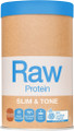 Amazonia Raw Protein Slim & Tone is a highly digestible sprouted and fermented protein blend with thermogenic herbs, 74 trace minerals, essential amino acids, greens, Iron, Phosphorous, Zinc and more, this low-carb blend helps boost metabolism and reduce cravings.