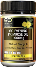 Go Healthy Evening Primrose Oil provides a natural source of Gamma Linolenic Acid (GLA), an Omega 6 Essential Fatty Acid to supports the health of hair, skin and nails as well as premenstrual and hormone balance.