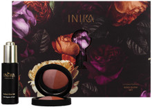 INIKA Rosy Glow Set contains Radiant Glow Veil, which doubles as a hydrating primer and finishing illuminisor, with INIKA'S highly pigmented baked blush.