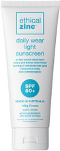 Ethical Zinc Daily Wear Light Sunscreen SPF50+ is an UVA & UVB broad spectrum sunscreen, formulated with certified natural zinc oxide that is easy to apply, rubs in clear with a light feel for everyday wear.