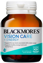 Blackmores Vision Care contains the key ingredients lutein and zeaxanthin which work to provide support for your eye strain, support eye macula health and healthy vision, plus help support the filtering of blue light