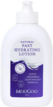 MooGoo Fast Hydrating Lotion slides on smoothly, rubs in easily and absorbs quickly to nurture and improve hydration of delicate, damaged and sensitive skin