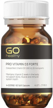GO Healthy Vitamin D3 Forte contains 1,000IU of Vitamin D3 per capsule to support Vitamin D levels in the body to support bone health, strength, and development, immune system and muscle health.