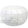 White Moroccan Leather Pouf with arch design