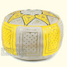 Yellow / Beige Fez Moroccan Leather Pouf