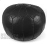 Black Moroccan Leather pouf  with Black Stripes