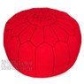 Red Moroccan Leather Pouf