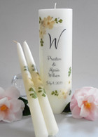 White Linen Wedding Unity Candles