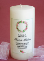 Pink Flower Wreath Memorial Candle