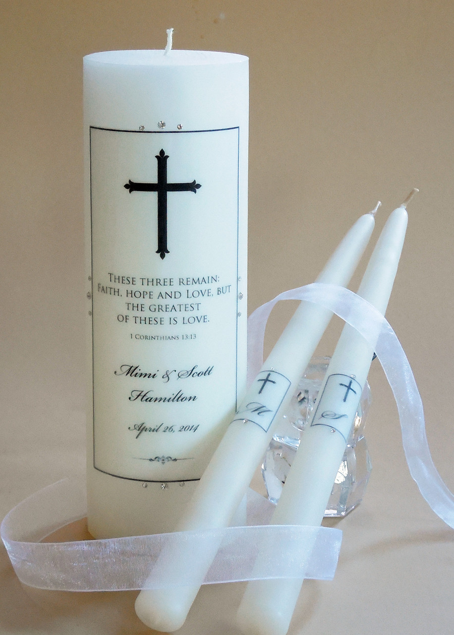 Personalised Monogram Wedding Unity Candle Set Gift Song Of Solomon 3:4