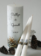 Winter Pine Cone Wedding Unity Candle Set