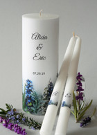 Blue Flower Wedding Unity Candle Set