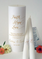 Faith Hope Love Wedding Unity Candles - Gold