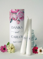 Wedding Candle ピンク 花模様 Boho Pink Blush Wedding Unity Candles
