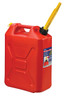Scepter (Canada) 20 Litres Red HDPE Plastic (Petrol/Diesel) Tall Jerry Can, with pouring spout attached.