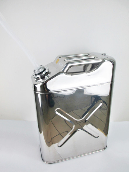 20 Litres Stainless Steel Fuel (Petrol/Diesel/Kerosene) Jerry Can with plastic spout attached