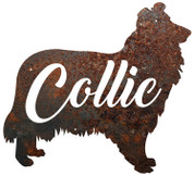 Collie dog rustic metal sign.