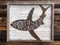 Spirit of Adventure shark rustic metal sign can be mounted on shabby white reclaimed wood frame.