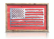 Shabby Red Chic Frame American Flag, Brushed