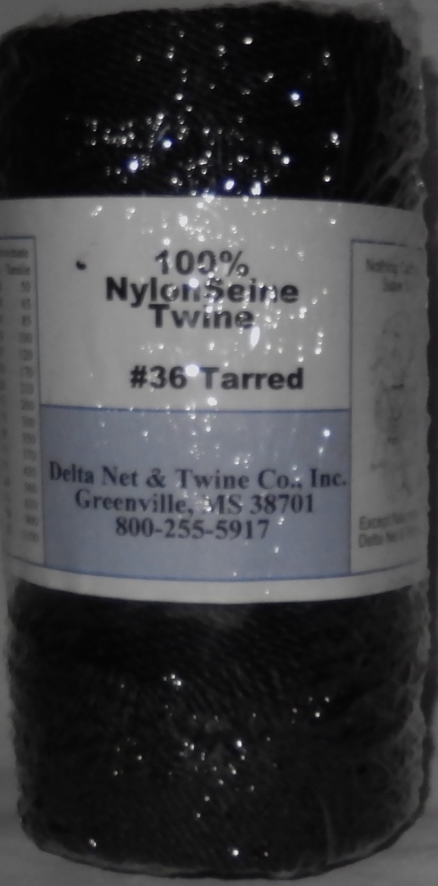Tarred (Black) Nylon Twine, Twisted. Size #36, 1/4 lb 1-Pack