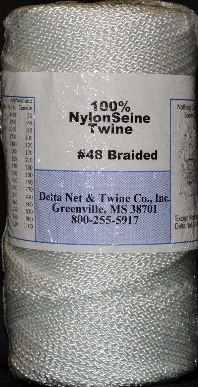 White Braided Nylon Twine; Size 60; approx. 325 ft/lb; 1 pound spool -  Delta Net and Twine