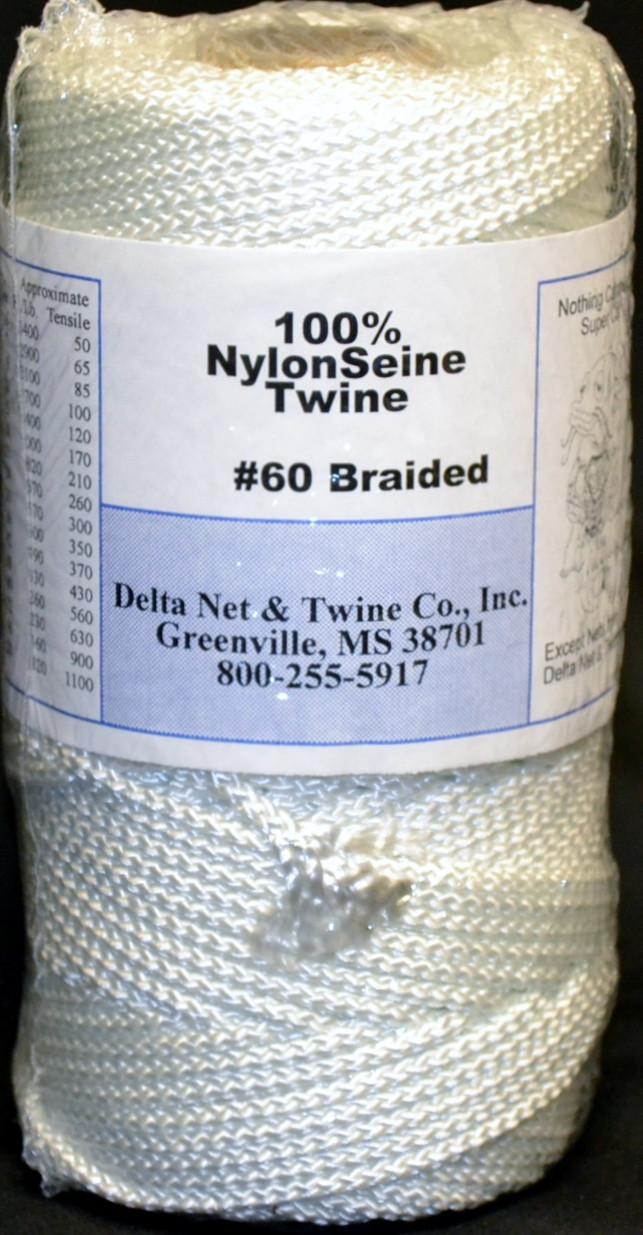 White Braided Nylon Twine; Size 60; approx. 325 ft/lb; 1 pound