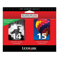 Lexmark 18C2239 (#14/#15) Ink Cartridge Return Program Combo Pack (Bk & Clr) Original Genuine OEM