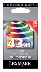 Lexmark 18Y0143 (#43XL) High Yield Color Ink Cartridge Original Genuine OEM
