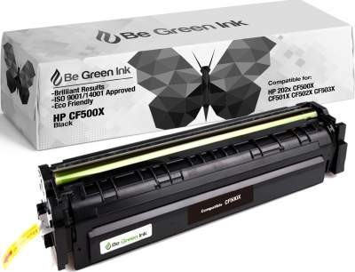 Be Green Ink HP 202X CF500X MFP M281fdw M254dw Black Compatible Toner Cartridge for LaserJet Pro MFP M281cdw M281fdn M254nw M254dn M280 (Black 3,200 Yield) (CF500X Black)